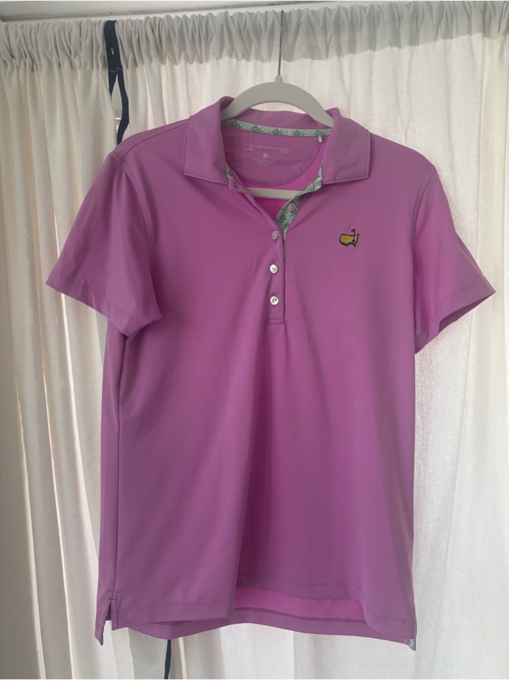 Masters 2026 Purple Short Sleeve Golf Polo with Embroidered Logo & Green Detail